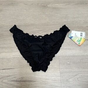 NWT Hobie Black Ruffle Trim Bikini Bottom